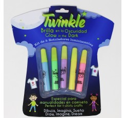 5 luminescent paints pack for clothes – TWINKLE (10ml)